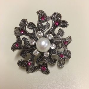 🌺 Flower shaped Metal cocktail ring with pearl / brooch project 💕🥰🤩🤩